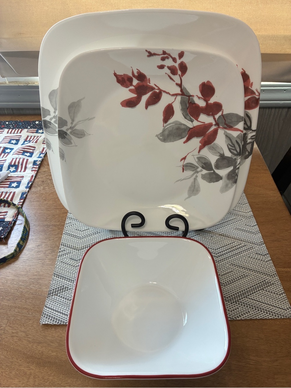 Corelle Kyoto Leaves Dinner Plate Luncheon Plate Square Splendor Bowl